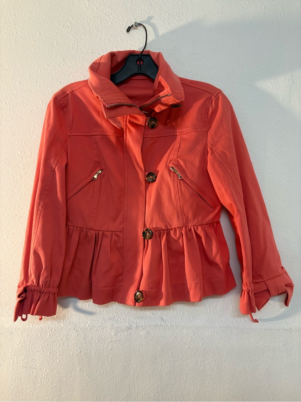 RED Valentino Coral Peplum Button Front Jacket